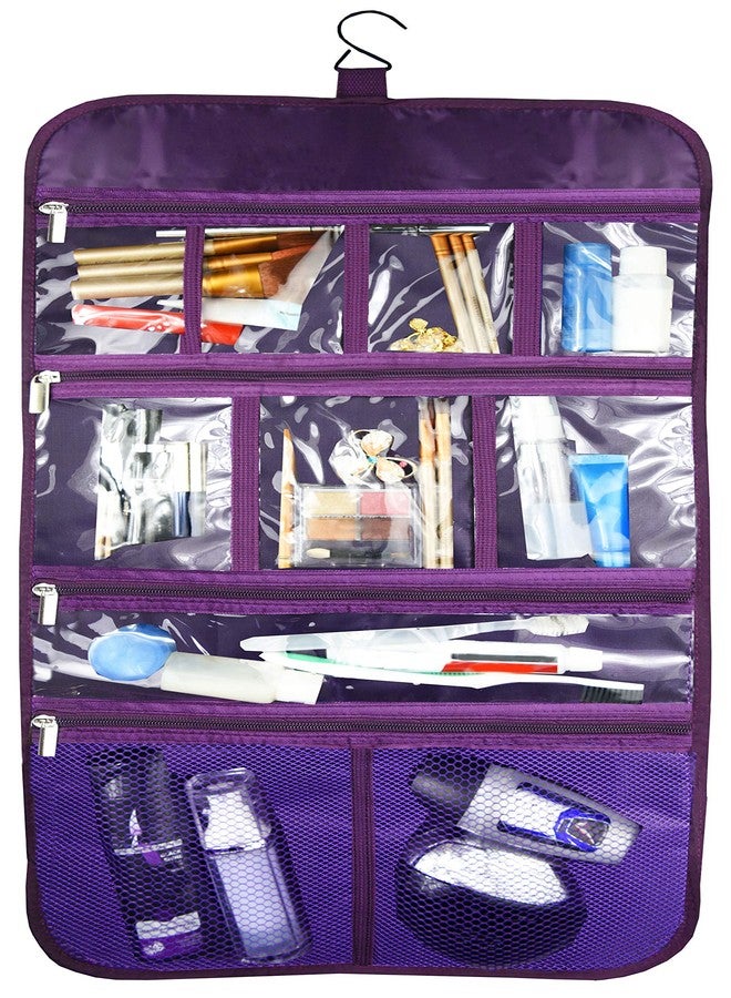 فريجريس حقيبة سفر فاخرة معلقة لأدوات النظافة الشخصية من فري جريس - حقيبة تنظيم وتخزين مستحضرات التجميل والمجوهرات وأدوات النظافة والإكسسوارات، حجم كبير، أقسام متعددة (بنفسجي) - Image 5